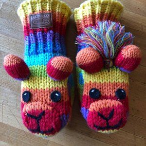 Kyber Rainbow Dog Kids Wool Blend Mittens Fleece Lined